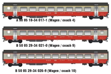LS Models MW2108-2AC - H0 - 3-tlg. Set Einheitswagen III Swiss Express, SBB, Ep. IV - AC - Set 1